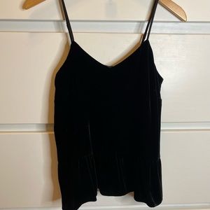JCrew Velvet Black Peplum Sleeveless Camisole.  Size 2